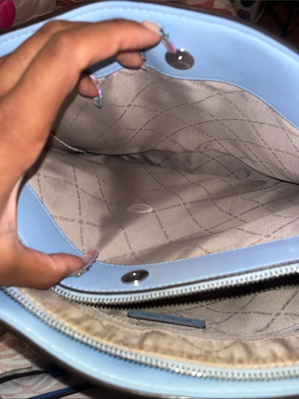 Pre-Loved Michael Kors Two Toned Blue Satchel